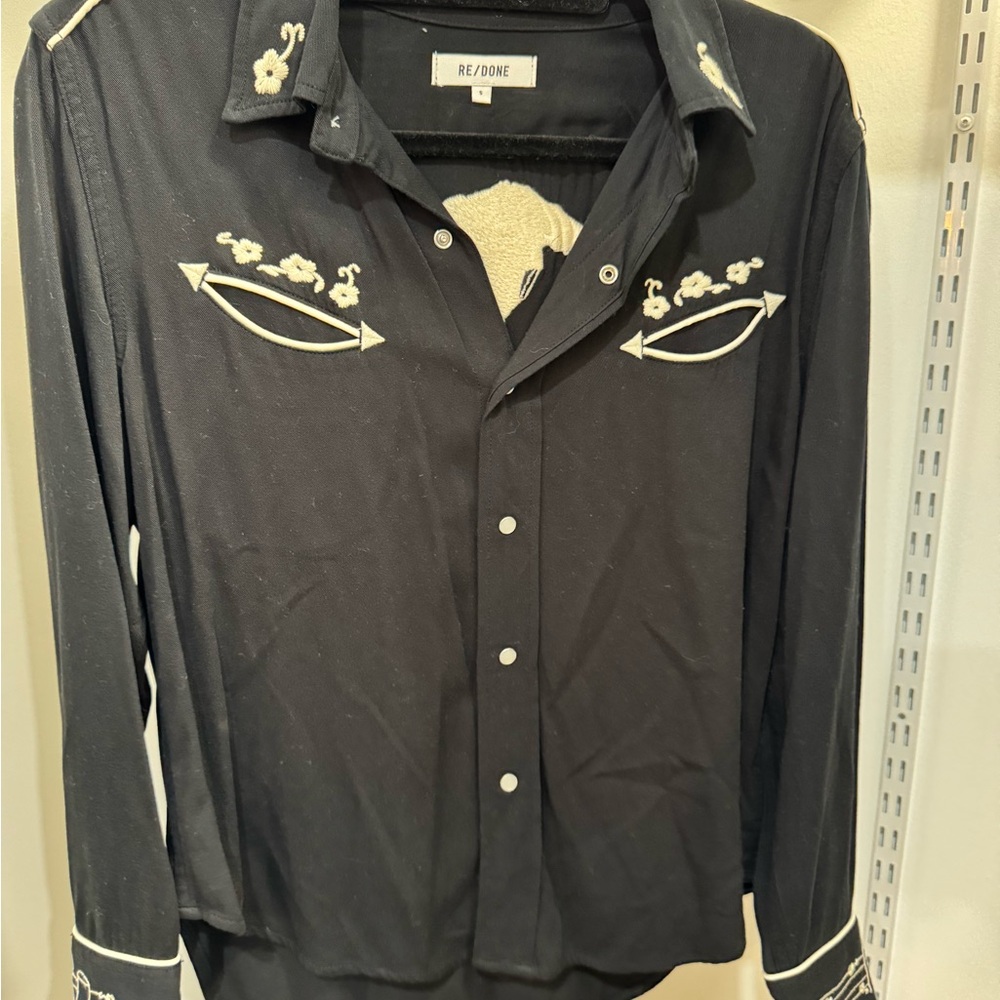 RE/DONE Black Western Embroidered Shirt